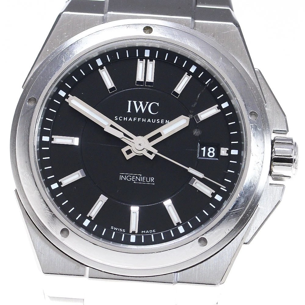 IWC SCHAFFHAUSEN INGENIEUR BLACK WATCH: IWC SCHAFFHAUSEN Ingenieur black Watch Brand: IWC SCHAFFHAUSEN Type: Wristwatch Material: Band Material Stainless Steel, Case Material Stainless Steel Color: Band Color Silver, Dial Color