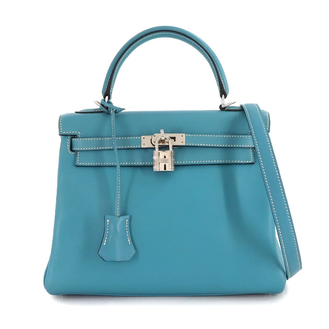 HERMES KELLY 25 VEAU GULLIVER BLEU JEAN HAND SHOULDER BAG (1 of 6)