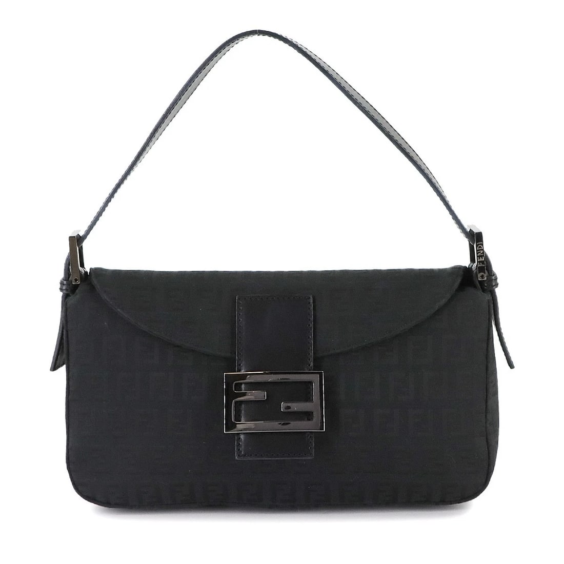 FENDI ZUCCHINO MAMMA BAGUETTE SHOULDER BAG: FENDI Zucchino Mamma Baguette Shoulder Bag Brand: FENDI Type: Shoulder Bag Material: Canvas , Leather Color: Black Size: W 10.24 inch, H 6.10 inch, D 3.35 inch Accessories: None Accessorie