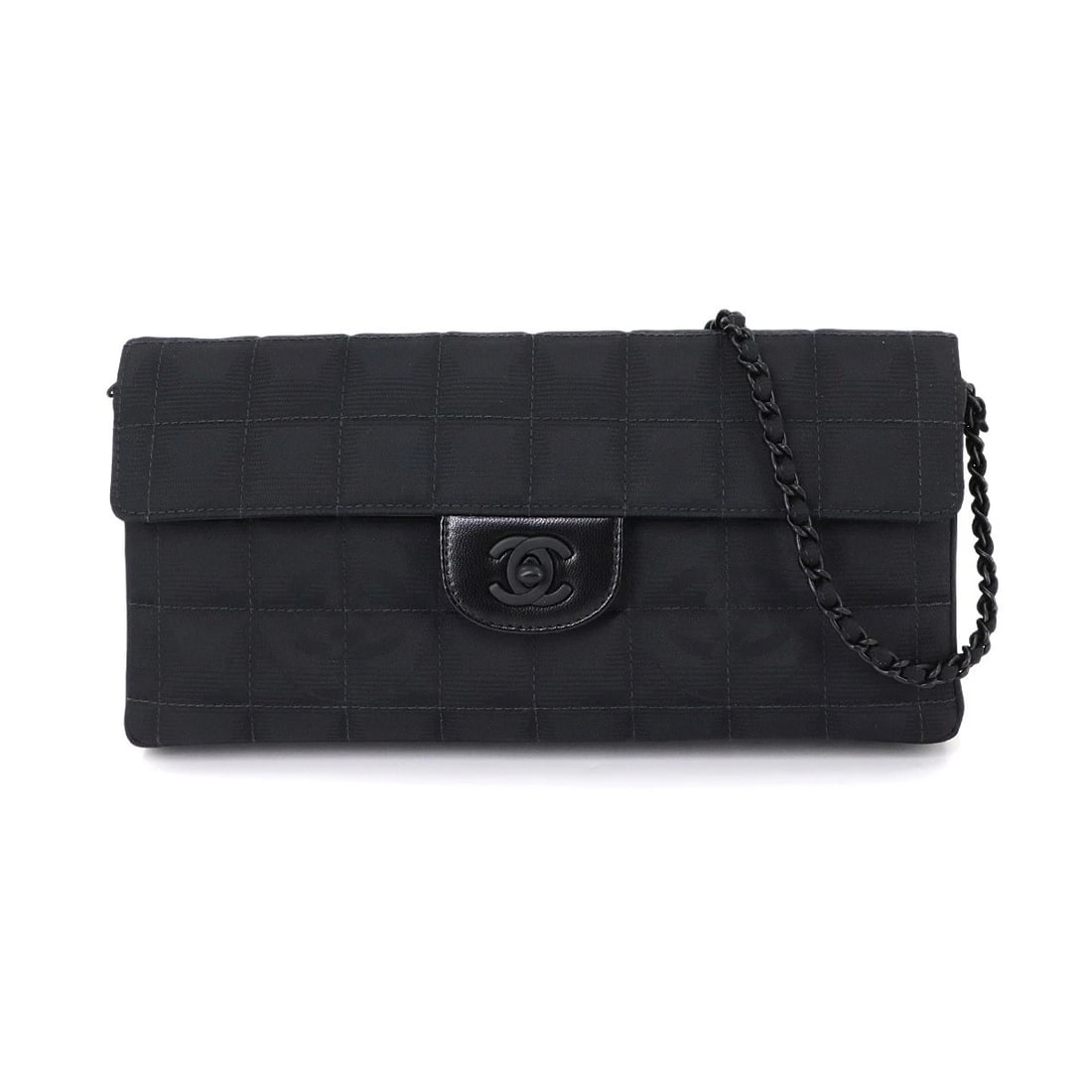 CHANEL NEW TRAVEL LINE CHAIN SHOULDER BAG: CHANEL New Travel Line Chain Shoulder Bag Brand: CHANEL Type: Shoulder bag Material: Nylon , Leather Color: Black Size: W 10.24 inch, H 4.92 inch, D 1.57 inch Accessories: None Accessories
