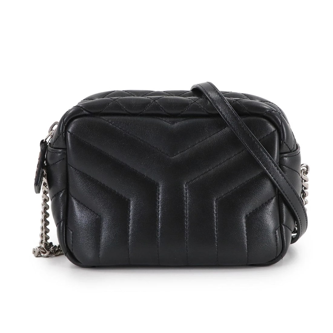 SAINT LAURENT LOULOU BOWLING MINI CHAIN SHOULDER BAG: SAINT LAURENT Loulou Bowling Mini Chain Shoulder Bag Brand: Saint Laurent Type: Shoulder Bag Material: Leather Color: Black Size: W 6.10 inch, H 4.33 inch, D 2.95 inch Accessories: None Ac