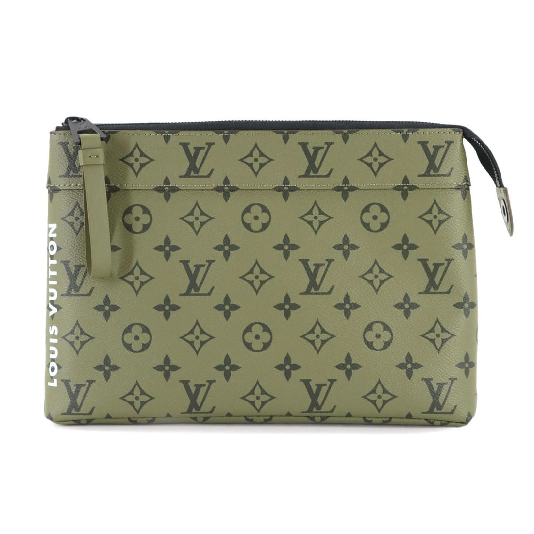 LOUIS VUITTON MONOGRAM POCHETTE VOYAGE SOUPLE CLUTCH BAG: LOUIS VUITTON Monogram Pochette Voyage Souple Clutch Bag Brand: LOUIS VUITTON Type: Clutch Bag Material: Monogram Canvas Color: Khaki Size: W 11.42 inch, H 7.87 inch, D 2.76 inch Accessories: Non
