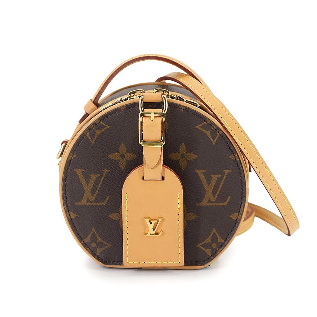 LOUIS VUITTON MONOGRAM MINI BOITE CHAPEAU HAND SHOULDER BAG: LOUIS VUITTON Monogram Mini Boite Chapeau Hand Shoulder Bag Brand: LOUIS VUITTON Type: Shoulder Bag , Hand Bag Material: Monogram Canvas Color: Monogram Size: W 4.92 inch, H 4.53 inch, D 2.36 inch