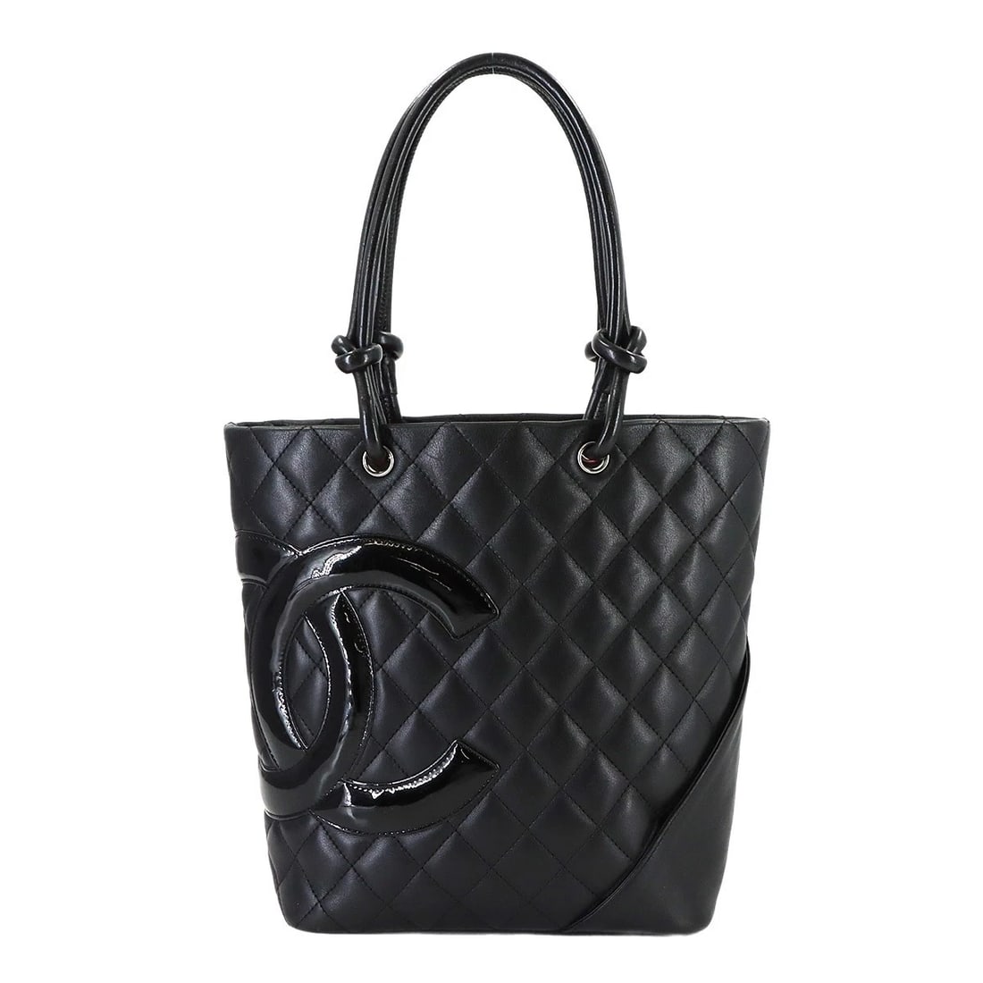 CHANEL CAMBON LINE MEDIUM TOTE BAG: CHANEL Cambon Line Medium Tote Bag Brand: CHANEL Type: Tote Bag Material: Leather , Enamel Color: Black Size: W 7.87 inch, H 9.45 inch, D 4.53 inch Accessories: None Accessories Notice: Wh