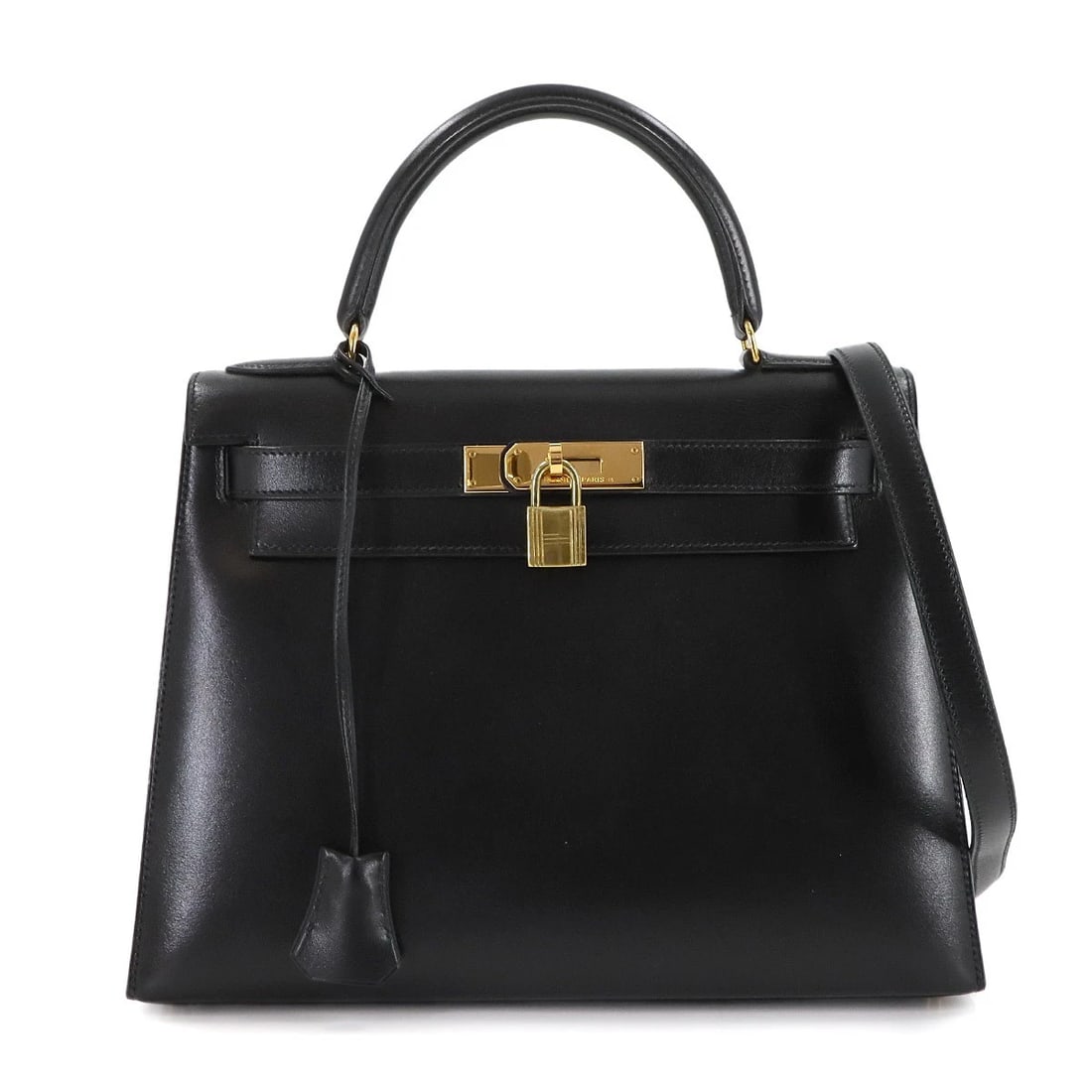 HERMES KELLY 28 BOX CARF BLACK 2WAY HAND SHOULDER BAG: HERMES Kelly 28 Box carf Black 2way Hand Shoulder Bag Brand: HERMES Type: Hand Bag / Shoulder Bag Material: Box carf Color: Black Size: W 11.42 inch, H 8.27 inch, D 4.53 inch Accessories: None