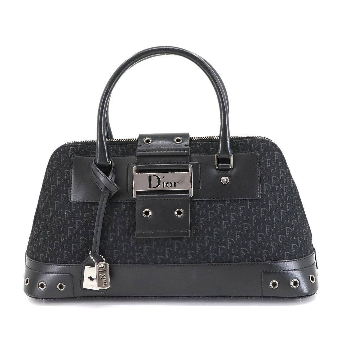 CHRISTIAN DIOR TROTTER STREET CHIC HAND BAG: Christian Dior Trotter Street Chic Hand Bag Brand: Christian Dior Type: Hand Bag Material: Canvas , Leather Color: Black Size: W 13.78 inch, H 7.28 inch, D 4.33 inch Accessories: None Acce