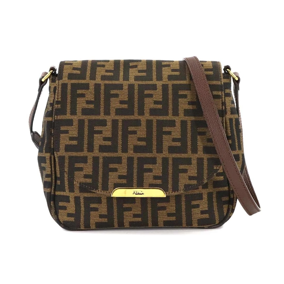 FENDI ZUCCA SHOULDER BAG CANVAS LEATHER: FENDI Zucca Shoulder Bag Canvas Leather Brand: FENDI Type: Shoulder Bag Material: Canvas , Leather Color: Brown Size: W 8.27 inch, H 7.68 inch, D 4.13 inch Accessories: None Accessories No