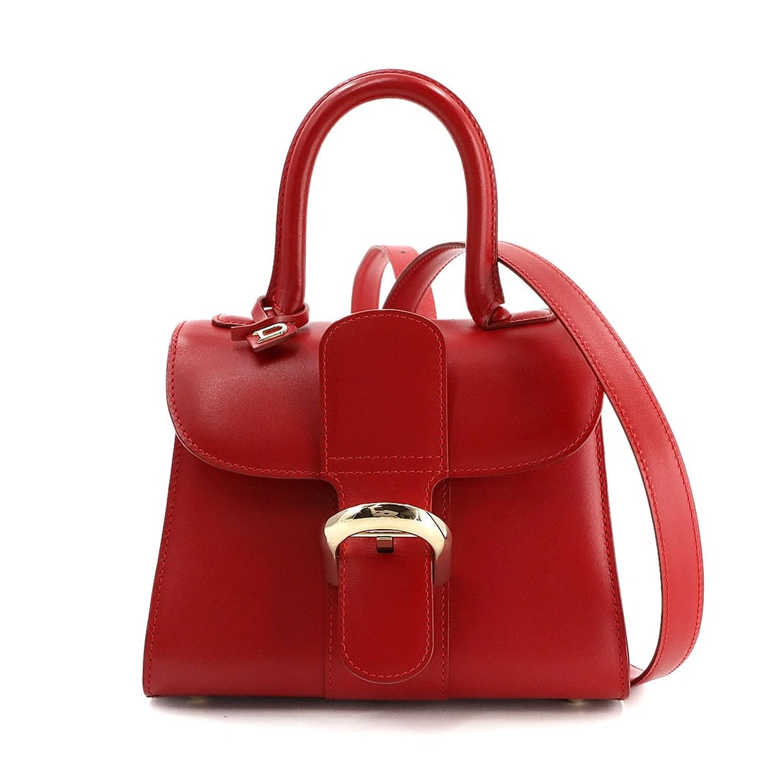 DELVAUX BRILLANT MINI 2WAY HAND SHOULDER BAG: DELVAUX Brillant Mini 2way Hand Shoulder Bag Brand: DELVAUX Type: Hand Bag / Shoulder Bag Material: Leather Color: Red Size: W 7.87 inch, H 6.10 inch, D 4.33 inch Accessories: None Accesso