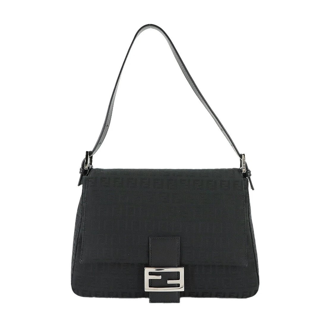 FENDI ZUCCHINO MAMMA BAGUETTE SHOULDER BAG: FENDI Zucchino Mamma Baguette Shoulder Bag Brand: FENDI Type: Shoulder Bag Material: Canvas , Leather Color: Black Size: W 11.42 inch, H 7.87 inch, D 4.72 inch Accessories: None Accessorie