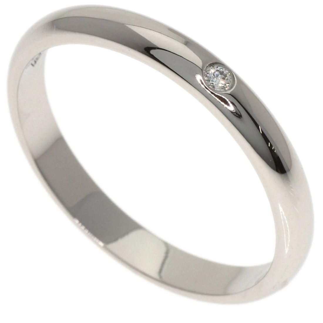 CARTIER WEDDING 1P DIAMOND RING: CARTIER Wedding 1P Diamond Ring Brand: CARTIER Type: Ring Material: Platinum PT950, Main Stone/Creation Natural Color: Silver Size: 6.25(US) Accessories: None Accessories Notice: When