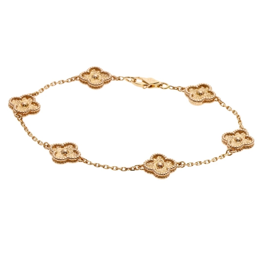 VAN CLEEF & ARPELS SWEET ALHAMBRA 6 MOTIFS BRACELET: Van Cleef & Arpels Sweet Alhambra 6 motifs Bracelet Brand: Van Cleef & Arpels Type: Bracelet Material: K18 Pink Gold, Color: Pink Gold Size: Size/Spec Chain Width:0.5inch/1.2mm Top Size:0.4inch/9.
