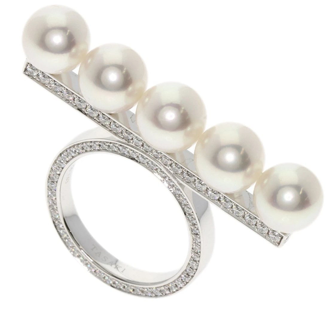 TASAKI BALANCE SIGNATURE PAVÉ DIAMOND AKOYA PEARL RING (1 of 6)