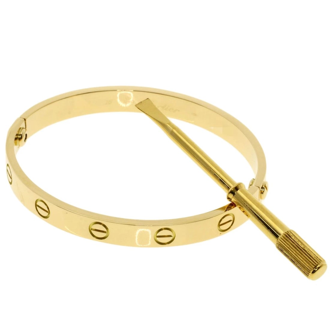 CARTIER LOVE BRACELETS WITH SCREWDRIVER BRACELET: CARTIER LOVE Bracelets with screwdriver Bracelet Brand: CARTIER Type: Bracelet Material: K18 Yellow Gold, Color: Yellow Gold Size: Size/Spec Inner Circumference:6.3inch/16cm Band Width:0.2inch/6.2