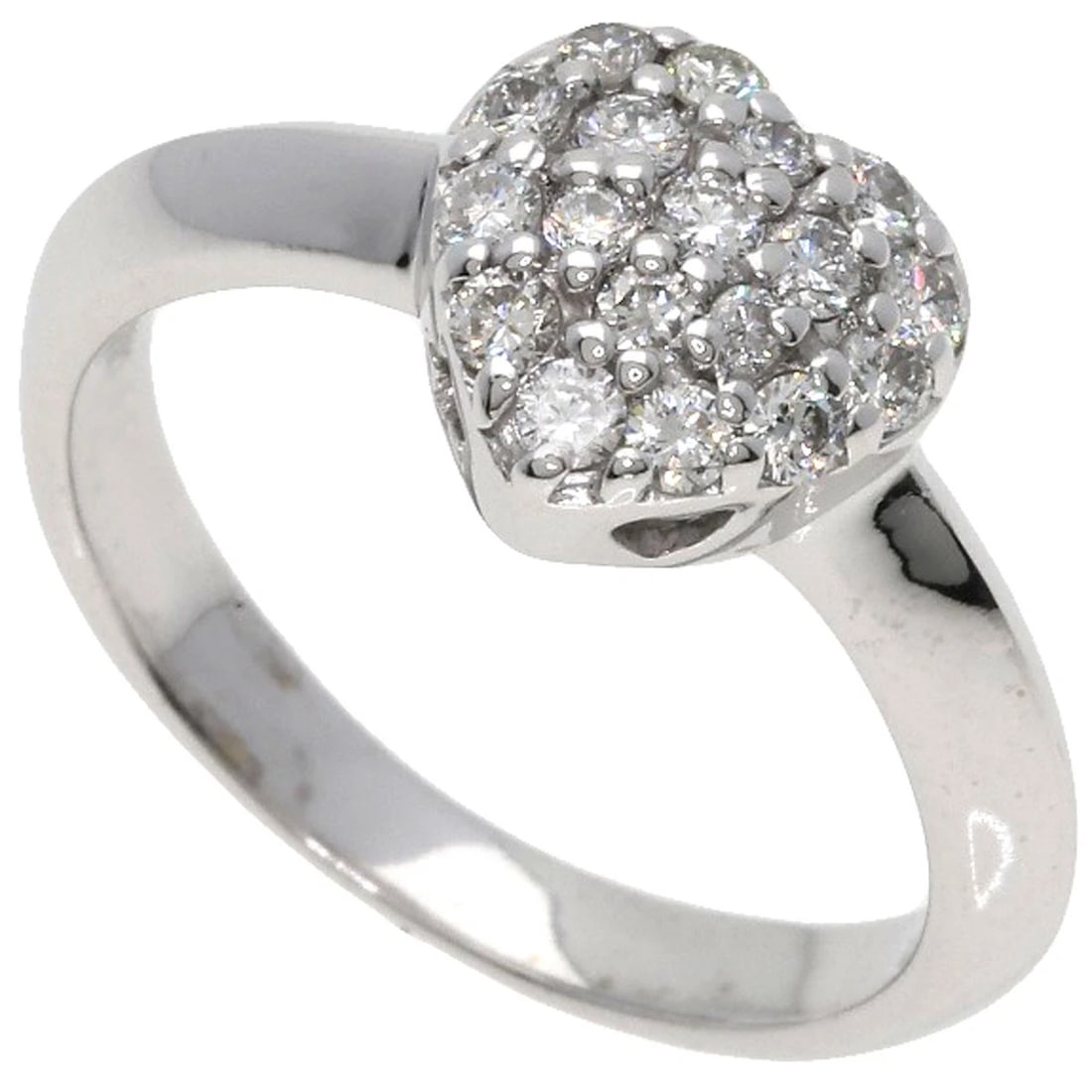 PONTE VECCHIO HEART PAVE DIAMOND RING: Ponte Vecchio Heart Pave Diamond Ring Brand: Ponte Vecchio Type: Ring Material: K18 White Gold, Main Stone/Creation Natural Color: Silver Size: 4.25(US) Accessories: None Accessories Notic