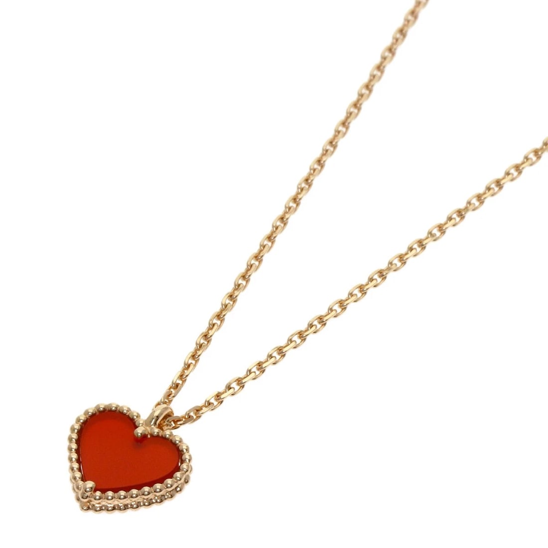 VAN CLEEF & ARPELS SWEETHEART CARNELIAN NECKLACE: Van Cleef & Arpels Sweetheart Carnelian Necklace Brand: Van Cleef & Arpels Type: Necklace Material: K18 Pink Gold, Color: Gold Size: Chain Length:15.7inch/40cm Chain Width:0.4inch/1.0mm Top Size:0