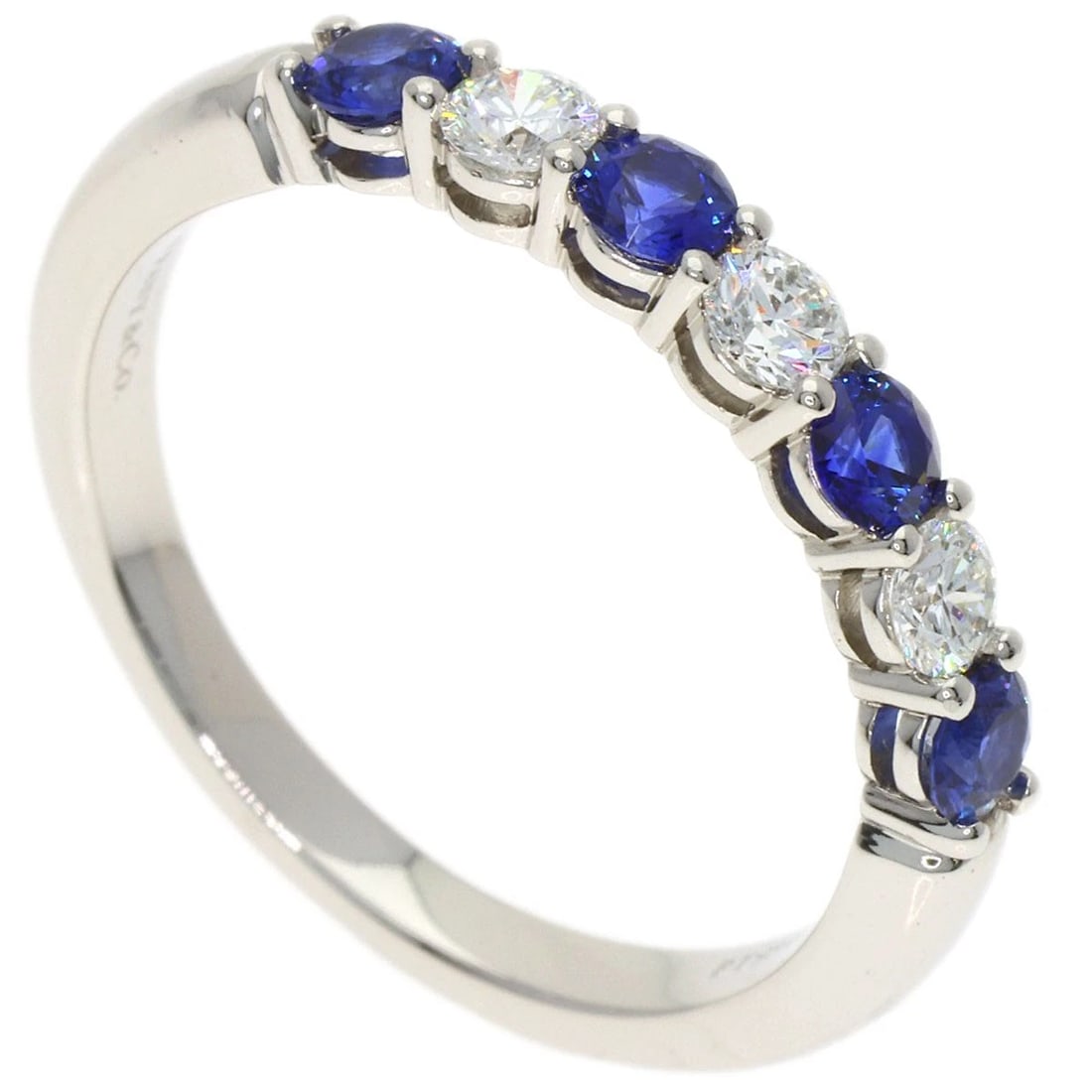 TIFFANY&CO. FOREVER EMBRACE BAND SAPPHIRE DIAMOND RING: TIFFANY&Co. Forever Embrace Band Sapphire Diamond Ring Brand: TIFFANY&Co. Type: Ring Material: Platinum PT950, Color: Silver Size: 6.5(US) Accessories: None Accessories Notice: When purcha
