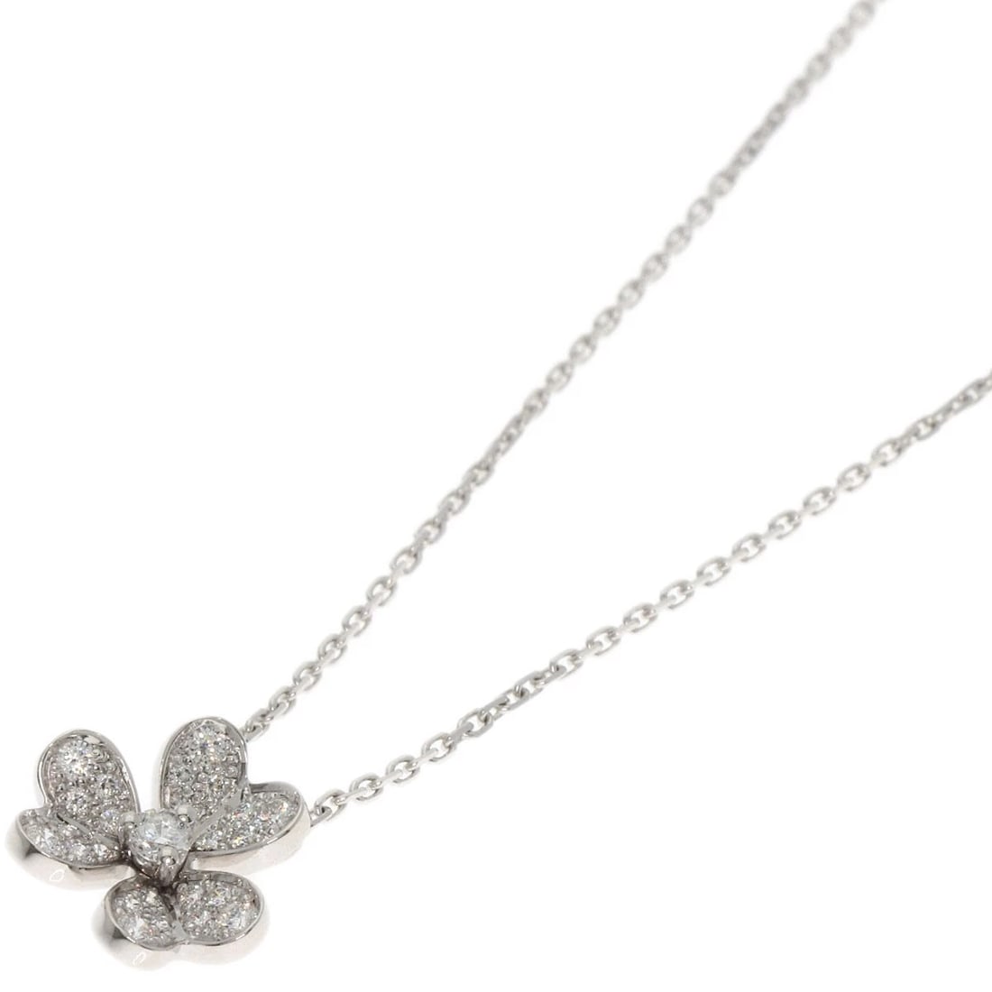 VAN CLEEF & ARPELS FRIVOLE MINI DIAMOND NECKLACE: Van Cleef & Arpels Frivole Mini Diamond Necklace Brand: Van Cleef & Arpels Type: Necklace Material: K18 White Gold, Main Stone/Creation Natural Color: Silver Size: Chain Length:15.7inch/40cm Chain