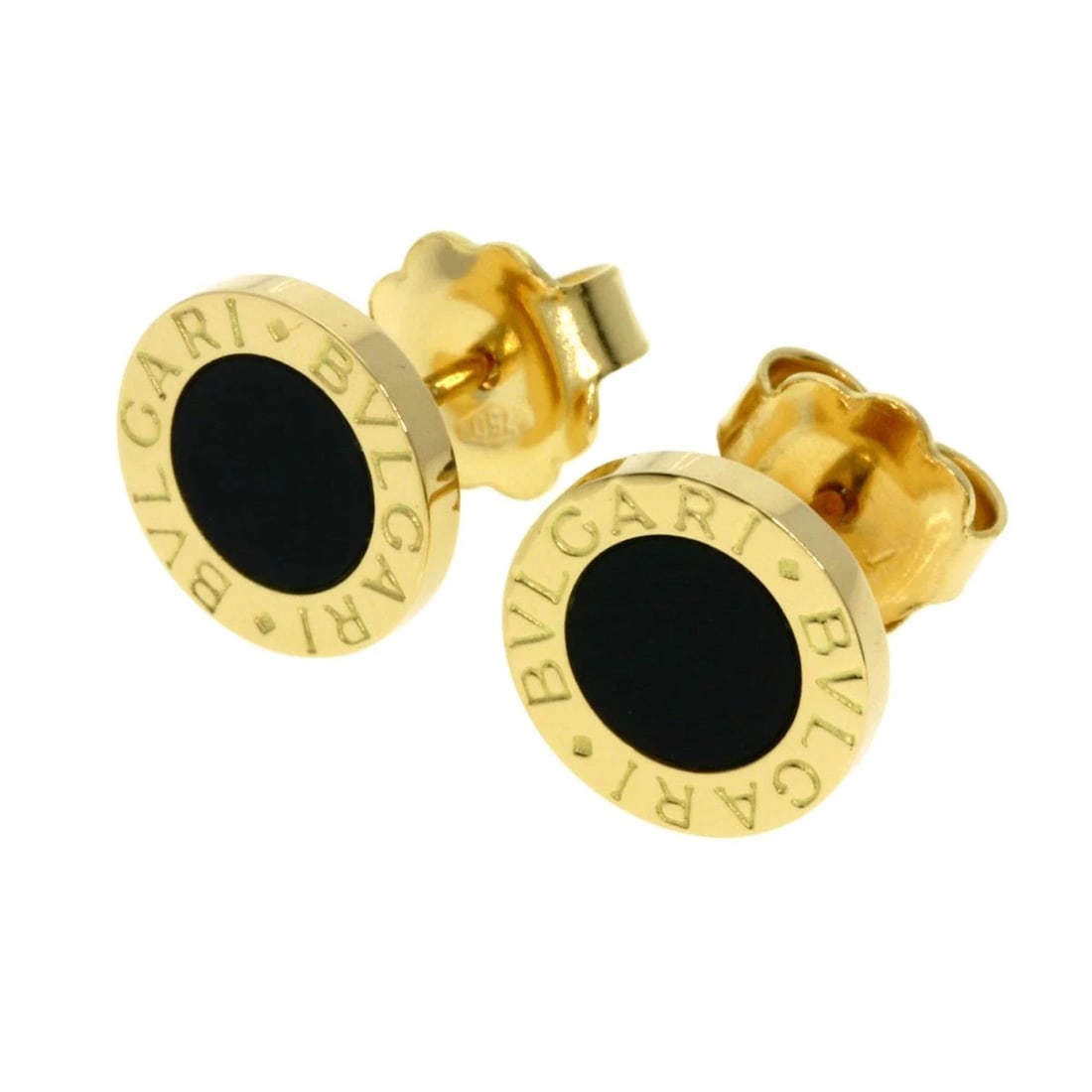 ONYX EARRING K18 YELLOW GOLD: Onyx earring K18 Yellow Gold Brand: BVLGARI Type: earring Material: K18 Yellow Gold, Color: Gold Size: Top Size:0.4inch/9.5x9.5mm Accessories: None Accessories Notice: When purchasing