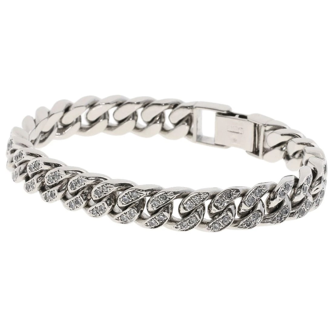 CURB CHAIN KIHEI 4 SIDES DIAMOND PURE PLATINUM BRACELET: Curb chain Kihei 4 sides Diamond pure platinum Bracelet Brand: SELECT JEWELRY Type: Bracelet Material: Platinum PT1000, Color: Platinum Size: Size/Spec Inner Circumference:6.7inch/17cm Band Width: