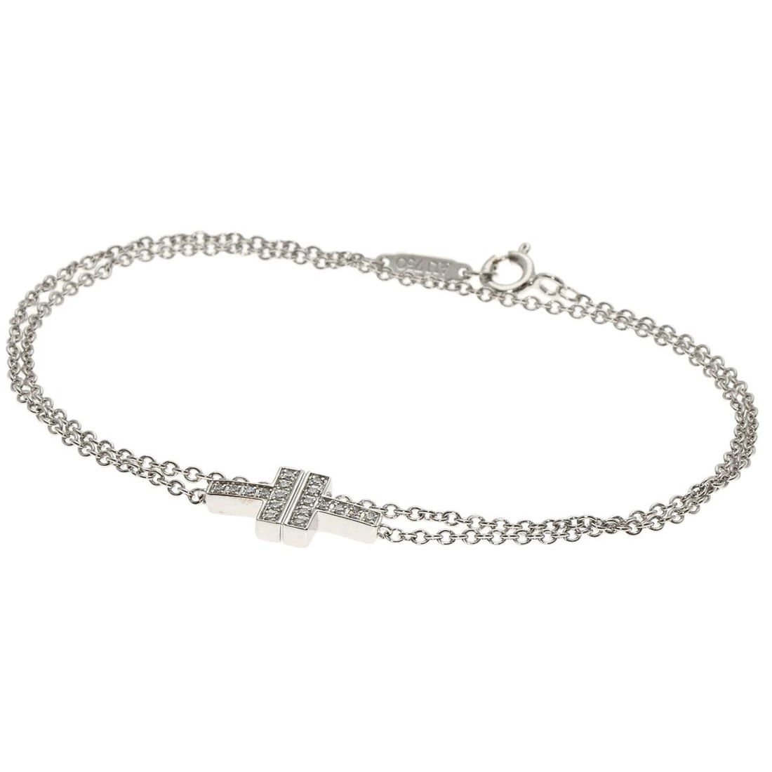 TIFFANY&CO. T TWO DIAMOND BRACELET: TIFFANY&Co. T TWO Diamond Bracelet Brand: TIFFANY&Co. Type: Bracelet Material: K18 White Gold, Color: Silver Size: Chain Length:13.4inch/34cm Top Size:0.3inch/7.1x15x2.4mm Inner Circumference:6.5i