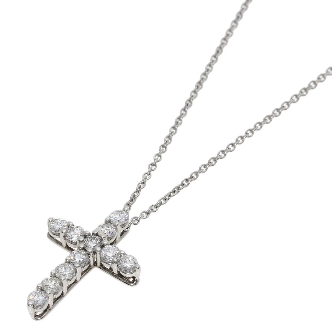 TIFFANY&CO. SMALL CROSS DIAMOND NECKLACE: TIFFANY&Co. Small cross diamond Necklace Brand: TIFFANY&Co. Type: Necklace Material: Platinum PT950, Main Stone/Creation Natural Color: Silver Size: Chain Length:16.5inch/42cm Chain Width:0.4inch/