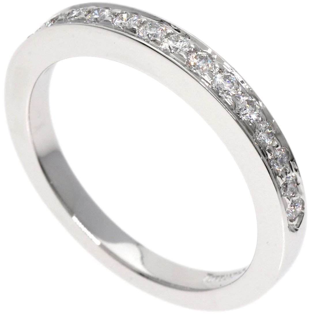 TIFFANY&CO. HALF ETERNITY DIAMOND RING: TIFFANY&Co. Half Eternity Diamond Ring Brand: TIFFANY&Co. Type: Ring Material: Platinum PT950, Main Stone/Creation Natural Color: Silver Size: 4.75(US) Accessories: None Accessories Notice