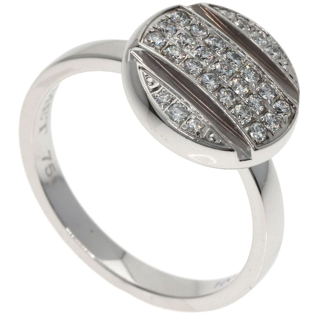 CHAUMET CLASS ONE STUDS DIAMOND RING: Chaumet Class One Studs Diamond Ring Brand: Chaumet Type: Ring Material: K18 White Gold, Main Stone/Creation Natural Color: Silver Size: 7(US) Accessories: None Accessories Notice: When pu