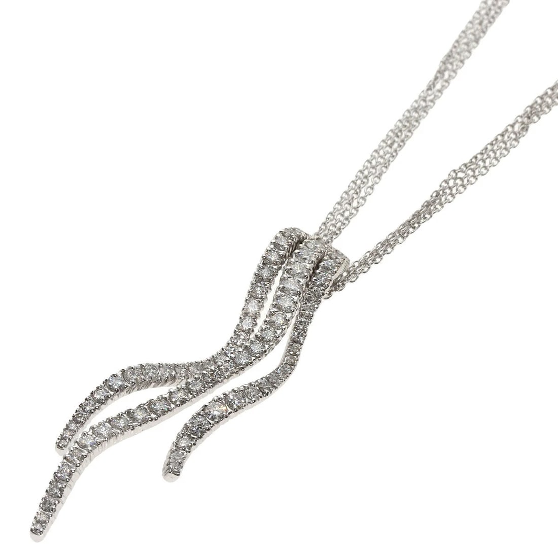 DAMIANI DIAMOND NECKLACE K18 WHITE GOLD: Damiani Diamond Necklace K18 White Gold Brand: Damiani Type: Necklace Material: K18 White Gold, Main Stone/Creation Natural Color: Silver Size: Chain Length:19.7inch/50cm Chain Width:1.1inch/2.8mm