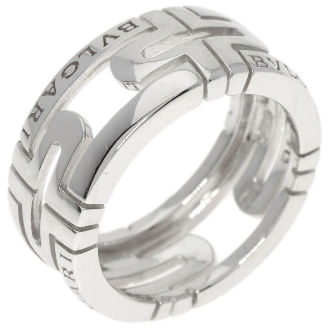 BVLGARI PARENTESI OPEN RING K18 WHITE GOLD: BVLGARI Parentesi Open Ring K18 White Gold Brand: BVLGARI Type: Ring Material: K18 White Gold, Color: Silver Size: 4.5(US) Accessories: None Accessories Notice: When purchasing pre-owned g