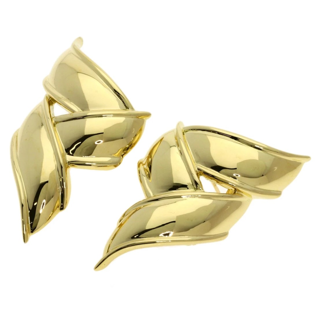 TIFFANY&CO. RIBBON EARRING K18 YELLOW GOLD (1 of 4)