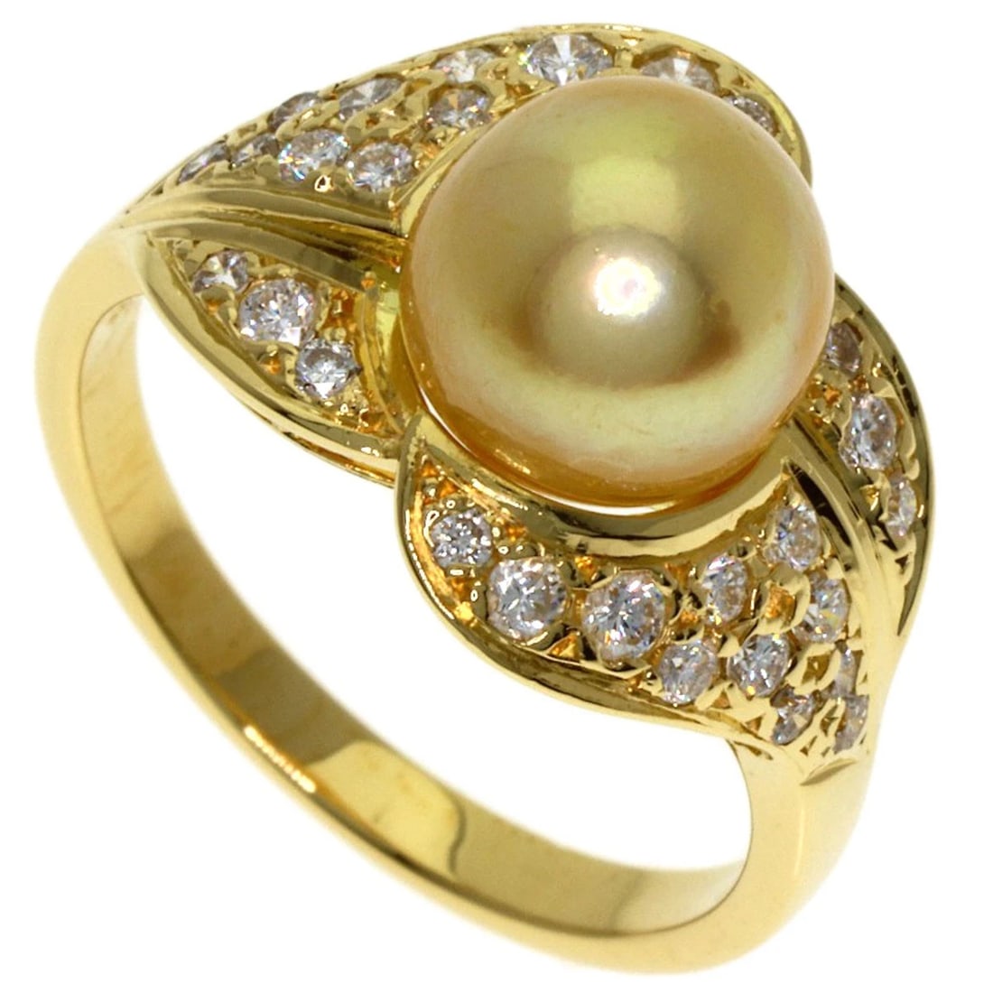 MIKIMOTO GOLDEN PEARL DIAMOND RING: MIKIMOTO Golden Pearl Diamond Ring Brand: MIKIMOTO Type: Ring Material: K18 Yellow Gold, Color: Gold Size: 5.25(US) Accessories: None Accessories Notice: When purchasing pre-owned goods,