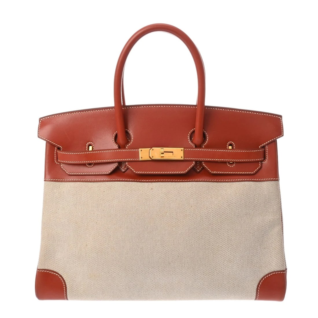 HERMES BIRKIN 35 ECRU/BRIQUE UNISEX HANDBAG (1 of 8)