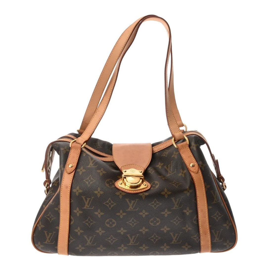 LOUIS VUITTON STRESA PM MONOGRAM BROWN SHOULDER BAG: LOUIS VUITTON Stresa PM Monogram Brown Shoulder Bag Brand: LOUIS VUITTON Type: Shoulder Bag Material: Monogram canvas Color: Brown × Gold Metal Size: H:about 9.4inch W:about 15.4inch D:about 5.9i