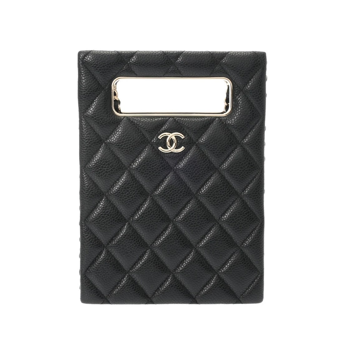 CHANEL EVENING BAG MATRASSE BLACK SHOULDER BAG: CHANEL Evening Bag Matrasse black Shoulder Bag Brand: CHANEL Type: Shoulder Bag Material: Grained calfskin Color: black × Gold Metal Size: H:about 7.3inch W:about 5.3inch D:about 2.6inch Shoulder