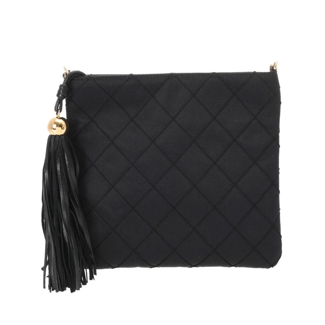 CHANEL MATRASSE SATIN BLACK SHOULDER BAG: CHANEL Matrasse Satin black Shoulder Bag Brand: CHANEL Type: Shoulder Bag Material: Satin Color: black × Gold Metal Size: H:about 7.5inch W:about 8.1inch Shoulder:about 47.2inch Accessories: