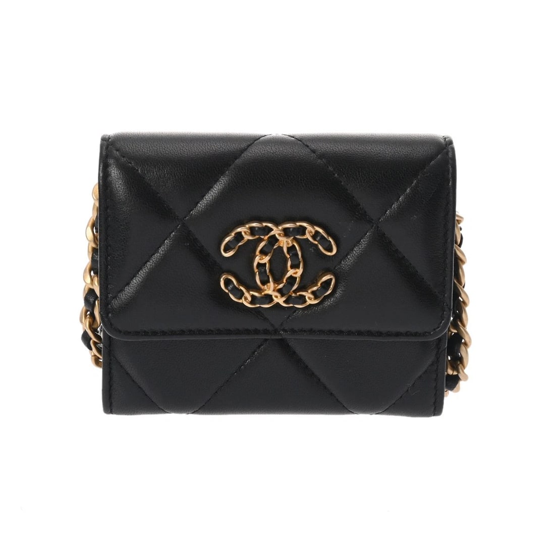 CHANEL MINI CHAIN WALLET BLACK SHOULDER BAG: CHANEL Mini Chain Wallet black Shoulder Bag Brand: CHANEL Type: Shoulder Bag Material: lambskin Color: black × Silver/Gold Metal Size: H:about 3.5inch W:about 4.3inch Shoulder:about 45.3inch Acc