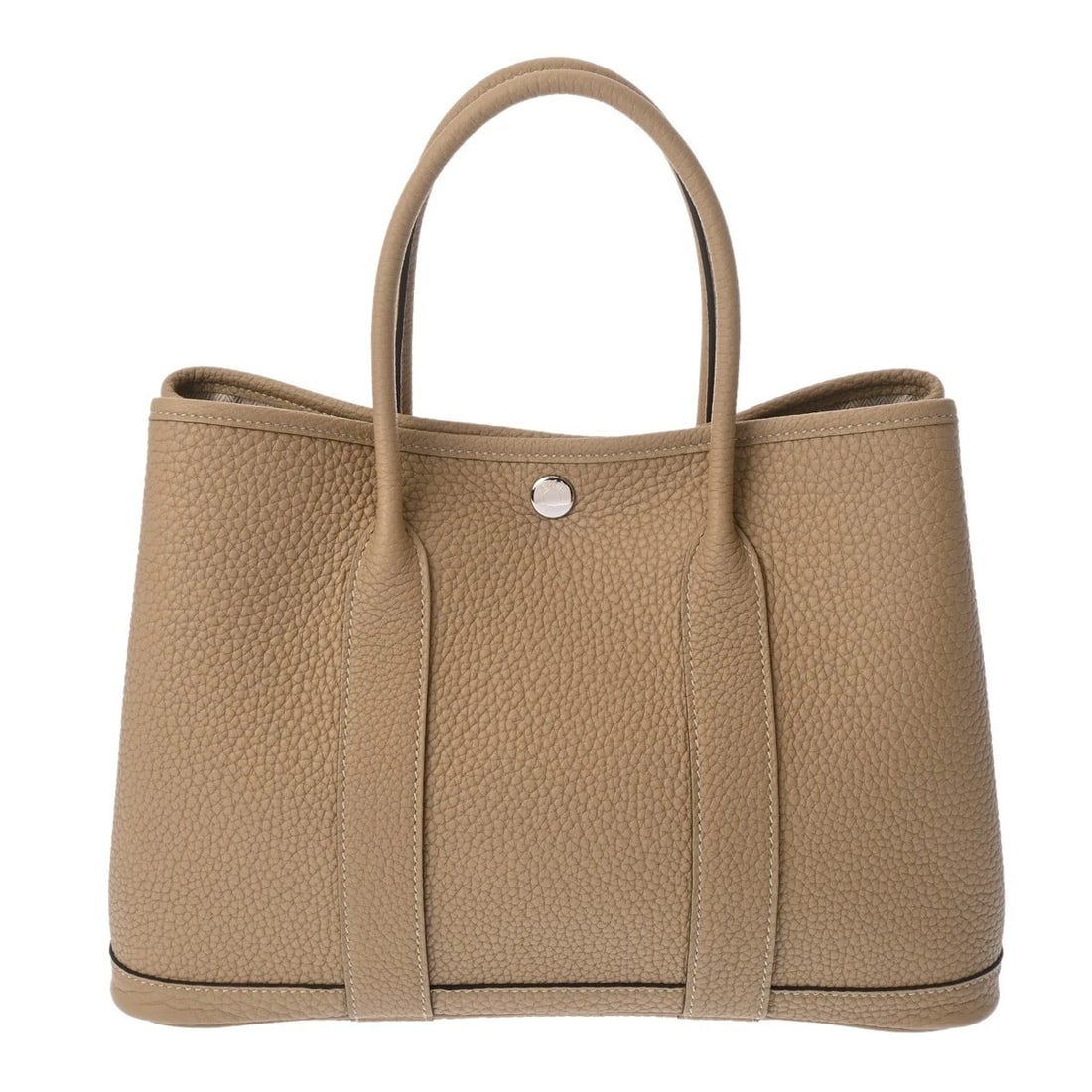 HERMES GARDEN PARTY TPM NEGONDA TRENCH HANDBAG: HERMES Garden party TPM Negonda Trench Handbag Brand: HERMES Type: Handbag Material: Negonda Color: Trench × SilverMetal Size: H:about 8.3inch W:about 11.8inch D:about 5.3inch Accessories: