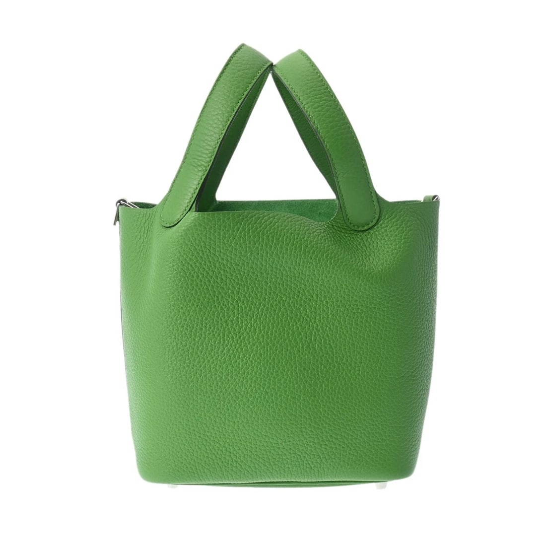 HERMES PICOTIN LOCK PM TAURILLON VERT HANDBAG: HERMES Picotin Lock PM Taurillon Vert Handbag Brand: HERMES Type: Handbag Material: Taurillon Clemence Color: Vert Yucca × SilverMetal Size: H:about 7.5inch W:about 7.1inch D:about 5.1inch 