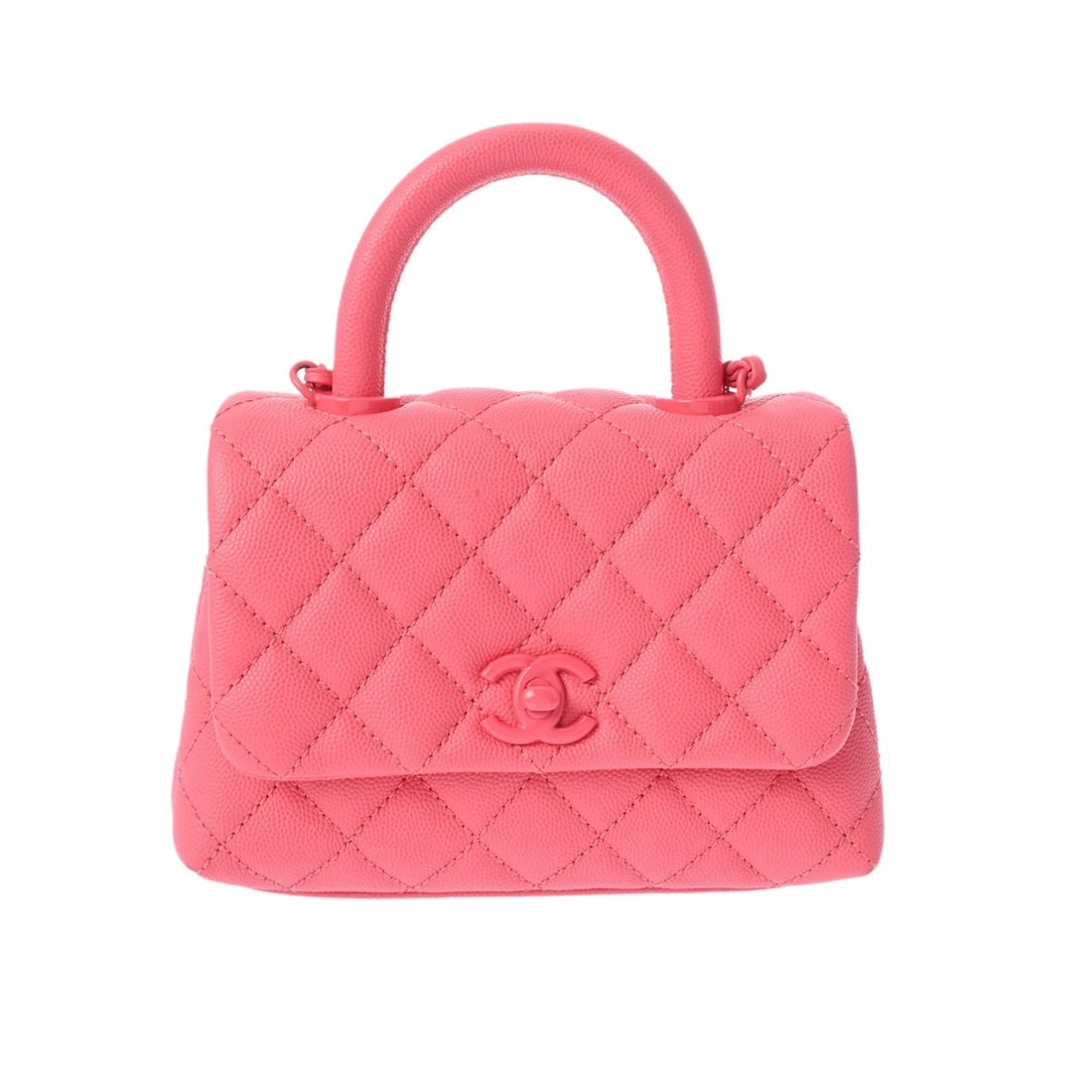 CHANEL COCO HANDLE XXS CAVIAR SKIN PINK HANDBAG: CHANEL Coco Handle XXS Caviar skin pink Handbag Brand: CHANEL Type: Handbag Material: Caviar skin Color: pink × Gold Metal Size: H:about 5.1inch W:about 7.1inch (Bottom) D:about 3.3inch Shoulder: