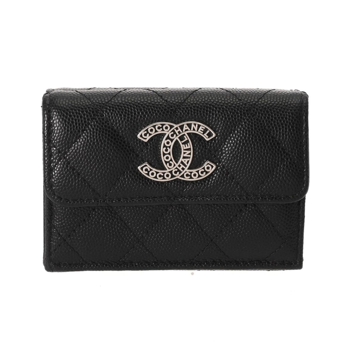 CHANEL SMALL FLAP WALLET MATRASSE BLACK TRI-FOLD WALLET (1 of 8)