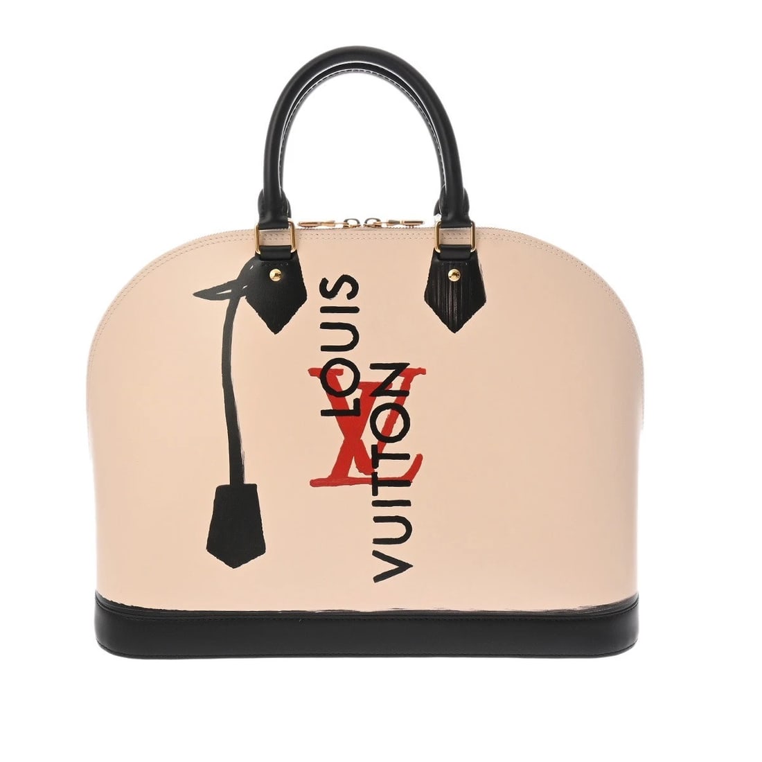 LOUIS VUITTON ALMA GM TROMPECALF LEATHER: LOUIS VUITTON Alma GM TrompeCalf leather Brand: LOUIS VUITTON Type: Handbag Material: Calf leather Color: Beige / black Size: H:about 11.0inch W:about 15.0inch D:about 7.1inch Accessories: