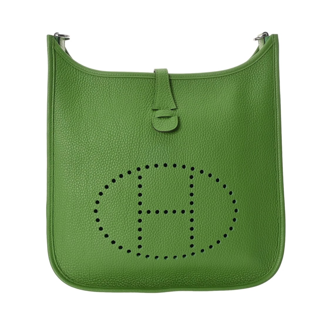 HERMES EVELYN 3 PM TAURILLON CLEMENCE SHOULDER BAG: HERMES Evelyn 3 PM Taurillon Clemence Shoulder Bag Brand: HERMES Type: Shoulder Bag Material: Taurillon Clemence Color: Vert Yucca × SilverMetal Size: H:about 10.6inch (Center) W:about