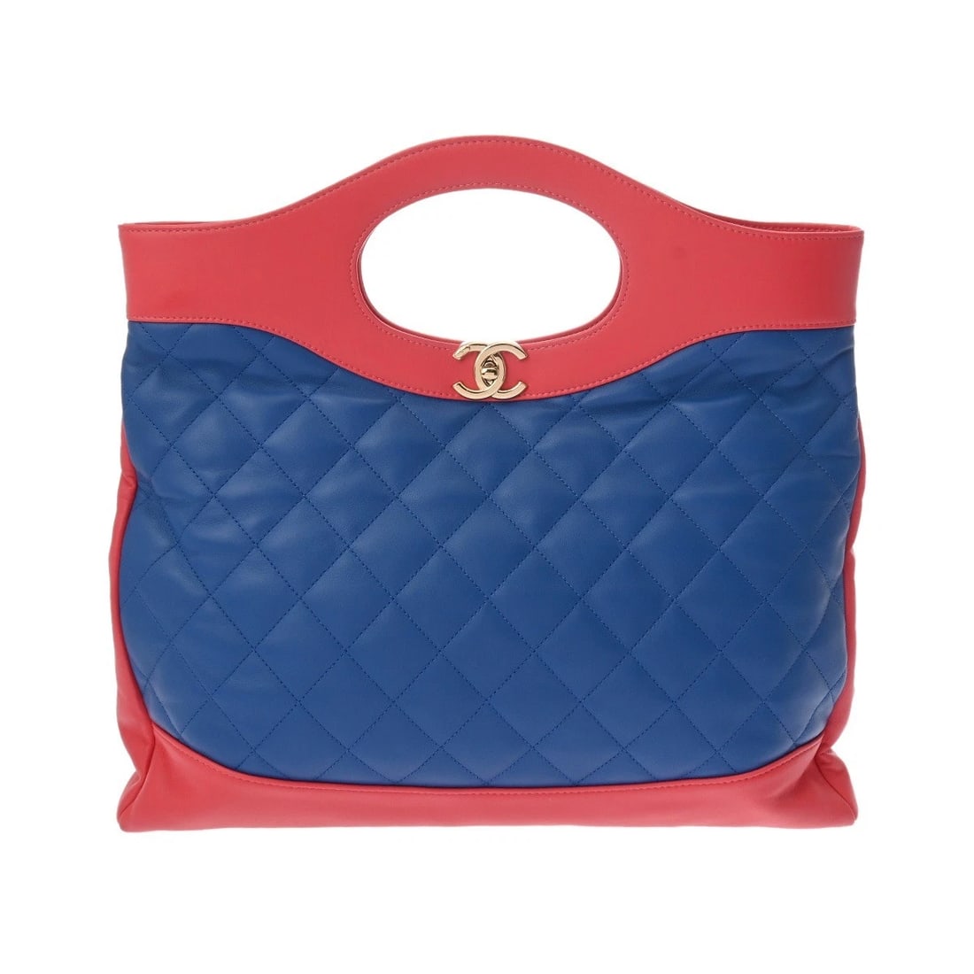 CHANEL 31 2-WAY SHOULDER SHOPPING BAG: CHANEL 31 2-Way Shoulder Shopping Bag Brand: CHANEL Type: Handbag Material: lambskin Color: Royal Blue/Hot Pink × Gold Metal Size: H:about 11.0inch (Central maximum) W:about 15.7inch D:about 3.1i