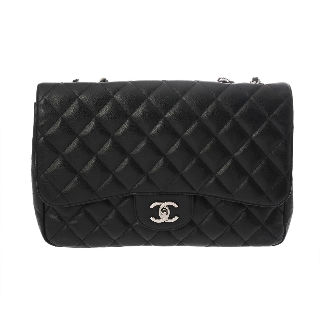 CHANEL S-FLAP W-CHAIN SHOULDER 30 MATRASSE: CHANEL S-Flap W-Chain Shoulder 30 Matrasse Brand: CHANEL Type: Shoulder Bag Material: Caviarskin Color: black × SilverMetal Size: H:about 7.9inch W:about 11.6inch D:about 3.5inch Shoulder:about 2