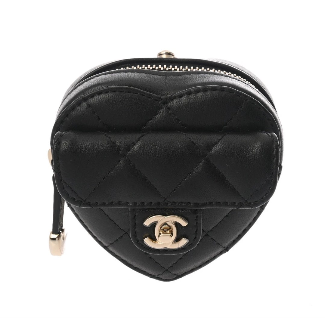 CHANEL HEART CHAINCOIN CASE MATRASSE BLACK (1 of 8)