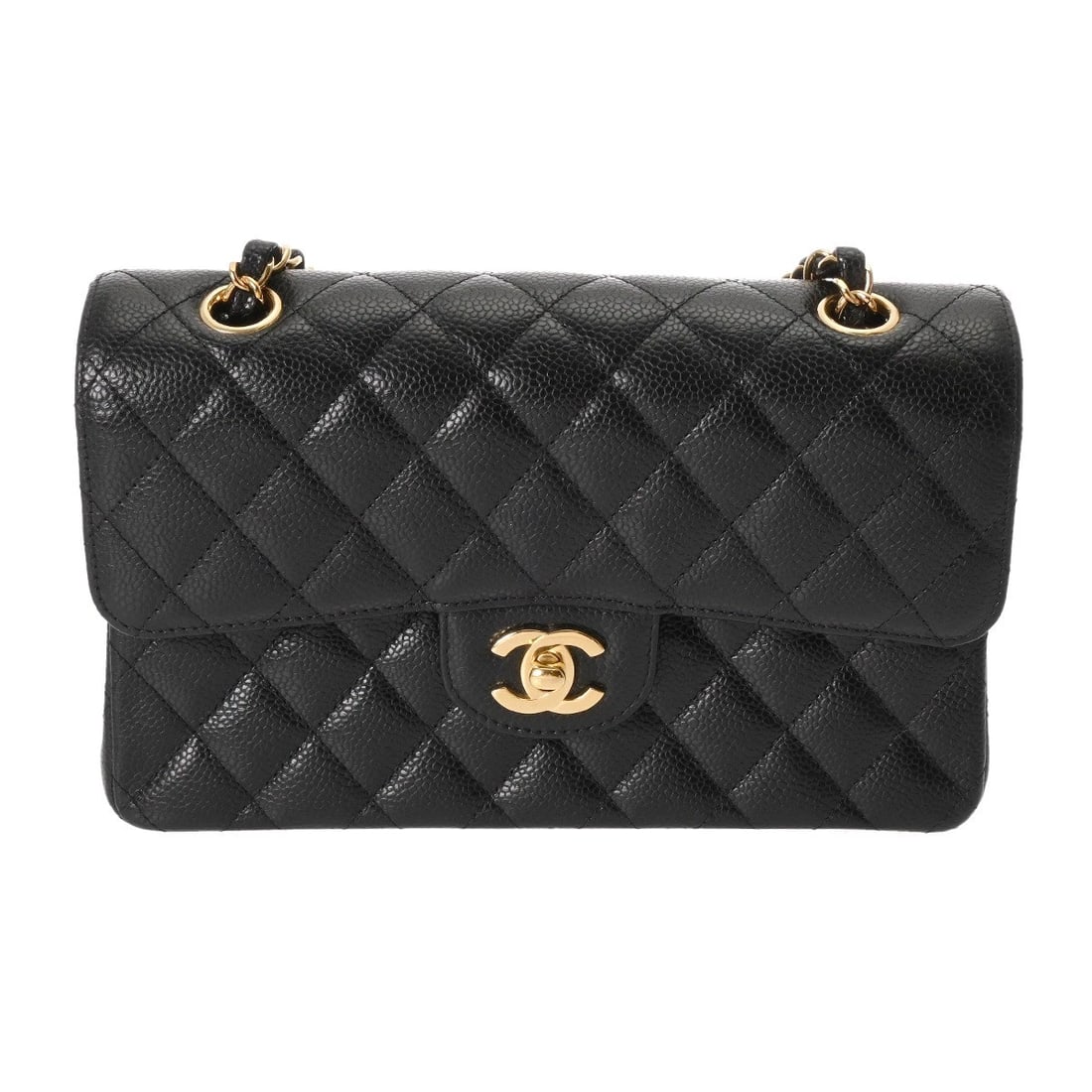 CHANEL CLASSIC SMALL HANDBAG MATRASSE BLACK SHOULDER BAG: CHANEL Classic Small Handbag Matrasse black Shoulder Bag Brand: CHANEL Type: Shoulder Bag Material: Grain calfskin Color: black × Gold Metal Size: H:about 5.5inch W:about 9.1inch D:about