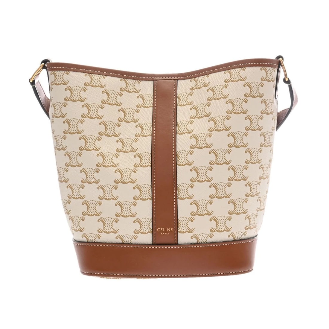 CELINE SMALL BUCKET TRIOMPHE CANVAS/CALF WHITE SHOULDER BAG (1 of 8)