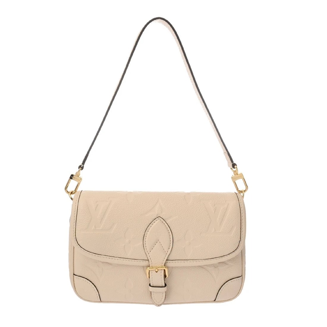 LOUIS VUITTON DIANU MONOGRAM EMPREINTE SHOULDER BAG: LOUIS VUITTON Dianu Monogram Empreinte Shoulder Bag Brand: LOUIS VUITTON Type: Shoulder Bag Material: leather Color: Creme Size: H:about 5.9inch W:about 9.4inch D:about 3.5inch Handle:about