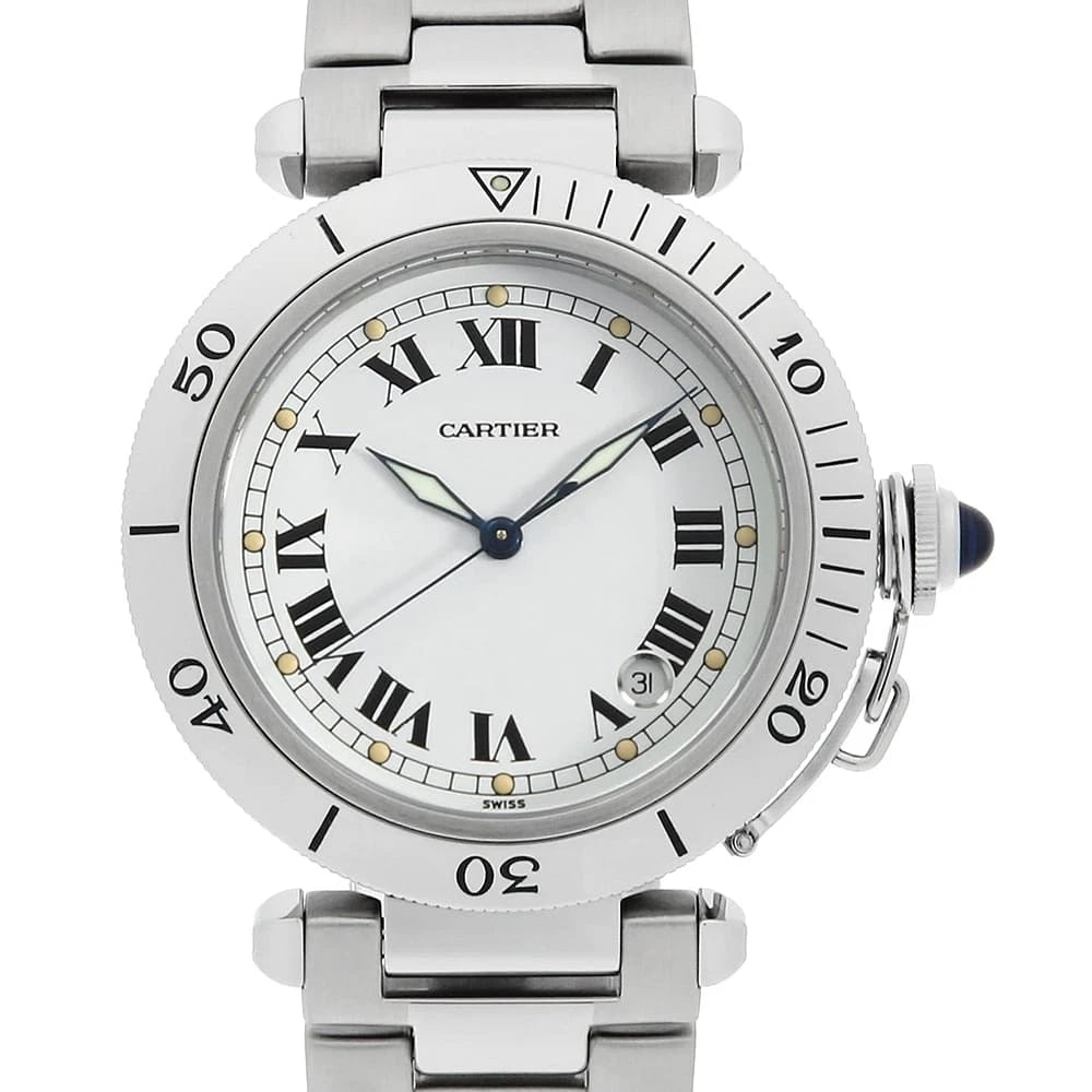 CARTIER PASHA WATCH: Cartier Pasha Watch Brand: Cartier Type: Wrist watch Material: Band Material Stainless Steel, Case Material Stainless Steel Color: Dial Color White Size: Case:W38mm Circumference of Wrist:18.5cm