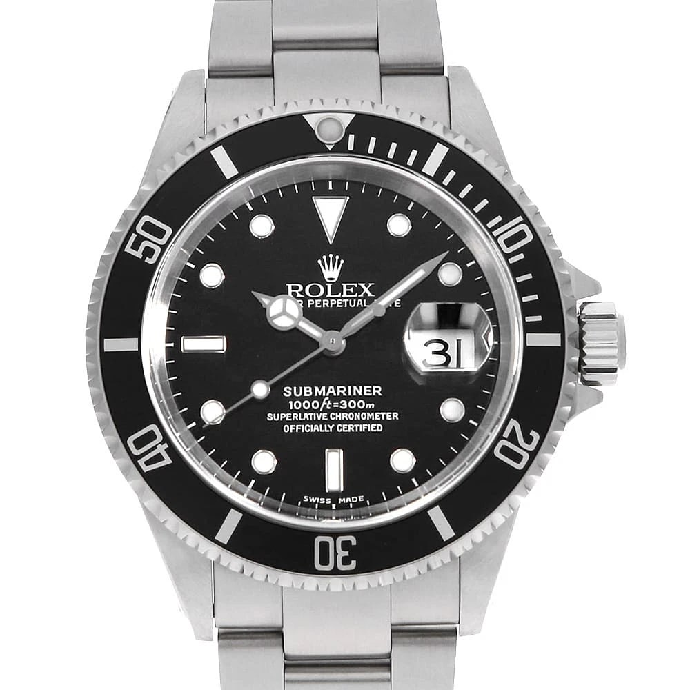 ROLEX SUBMARINER BLACK WATCH: ROLEX SUBMARINER black Watch Brand: ROLEX Type: Wrist watch Material: Band Material Stainless Steel, Case Material Stainless Steel Color: Dial Color Black Size: Case:W40mm Circumference of